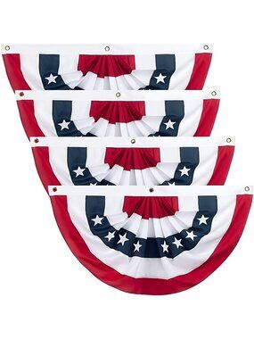 Patriotic Half Fan Banner Flags with Brass Grommets for 4th of July Memorial Day